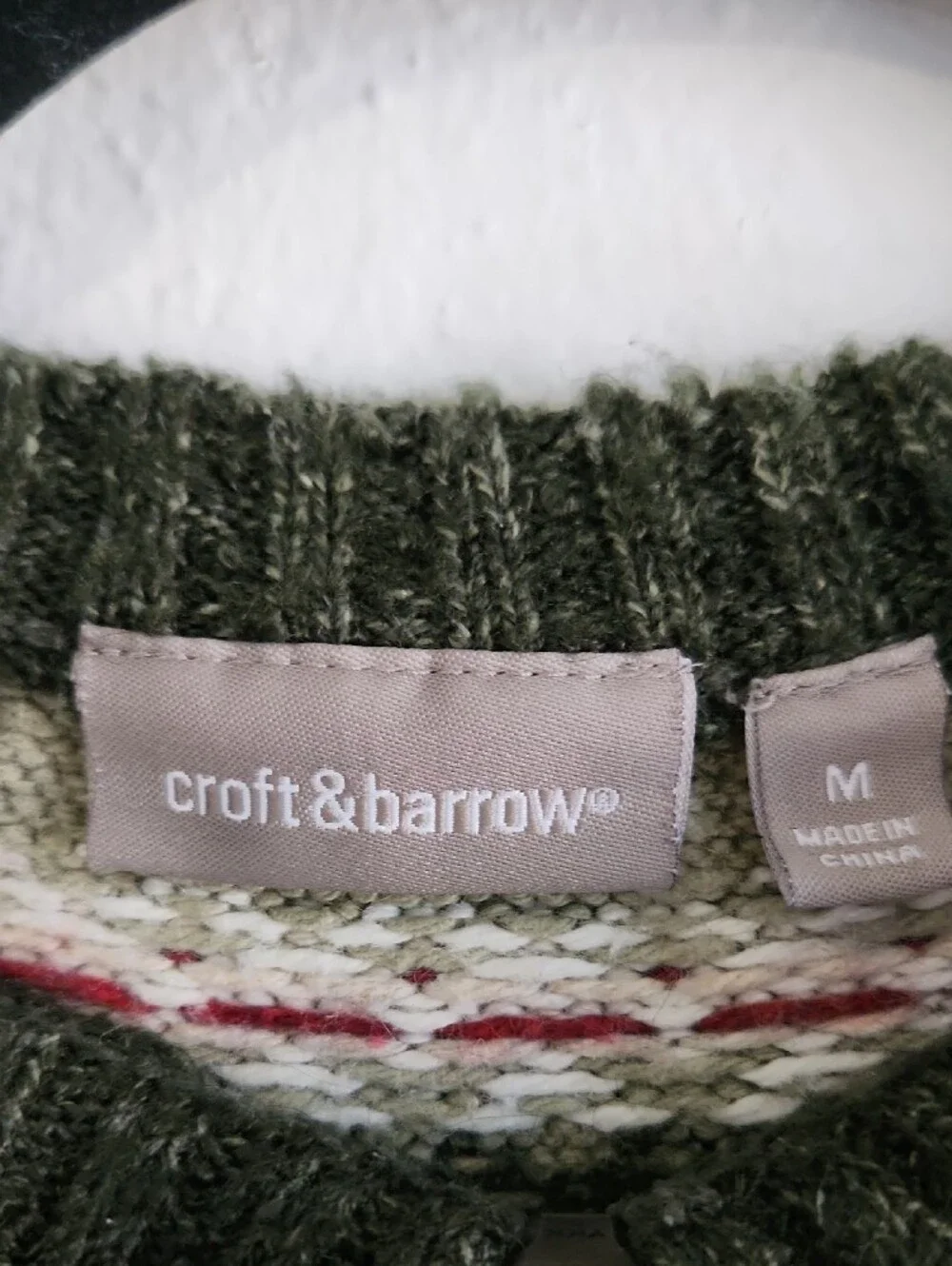 Vintage Croft & Barrow Fair Isle Silk Wool Blend Full Zip Cardigan M